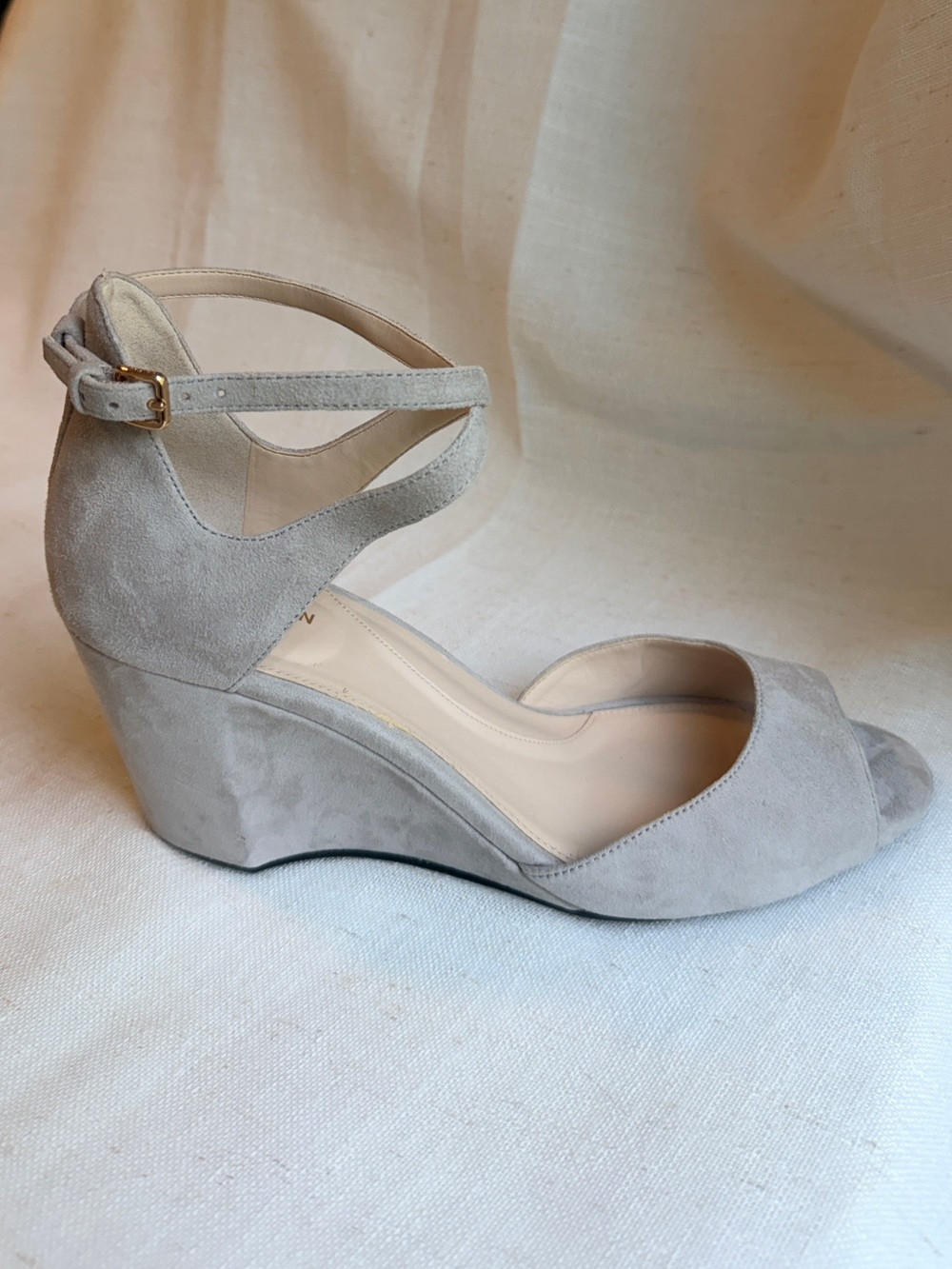 Cole Haan Grand.360 Gray Suede Ankle Strap Wedge Sandals 8B